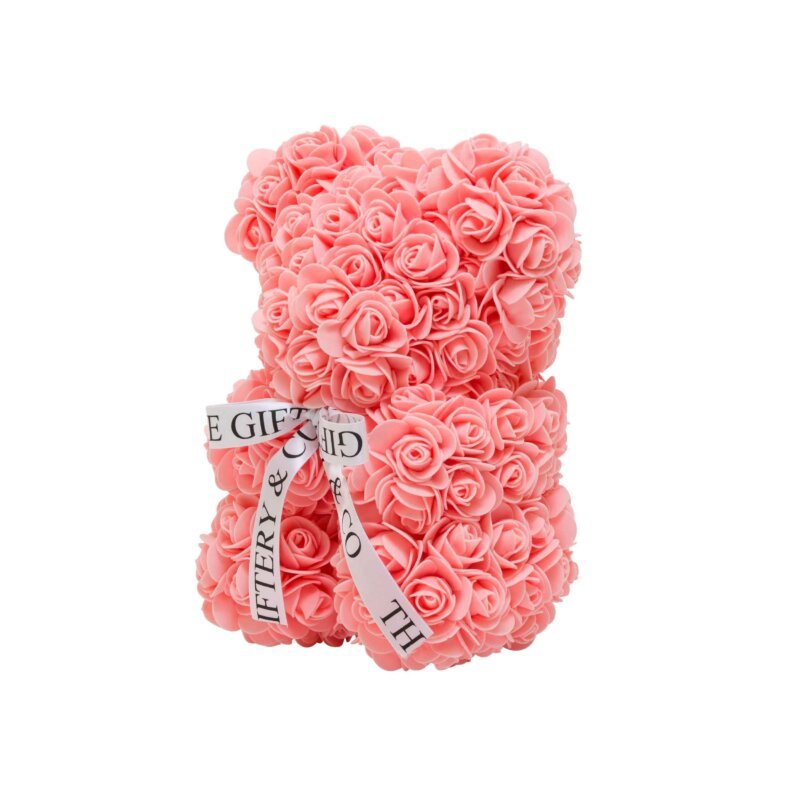 25cm Peach Rose Teddy Bear side