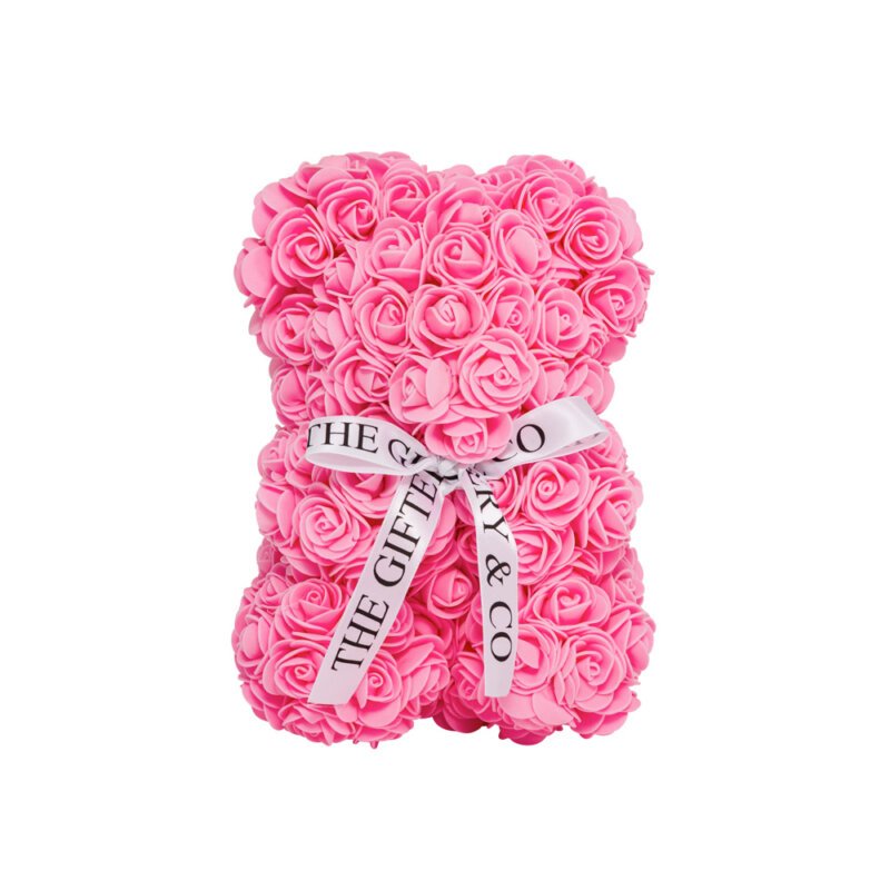 25cm pink rose teddy bear