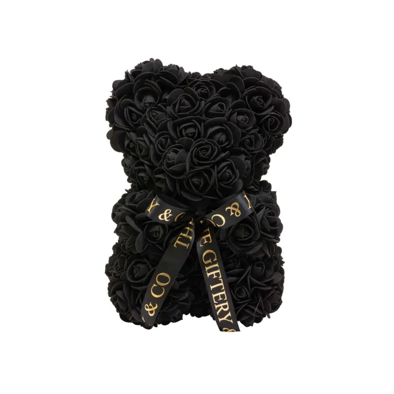 25cm Black Rose Teddy Bear front