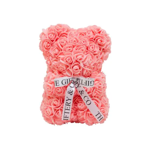 25cm Peach Rose Teddy Bear front