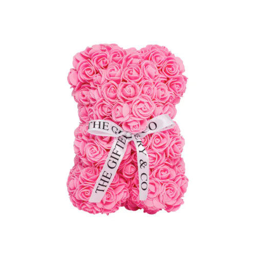 25cm pink rose teddy bear